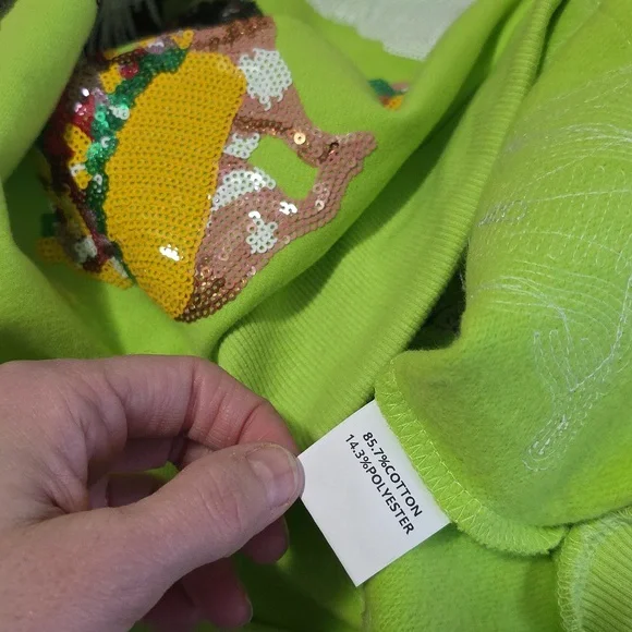 Queen of Sparkles Limited Edition Halloween Dogs Lime Green Sweatshirt Small - Picture 11 of 12